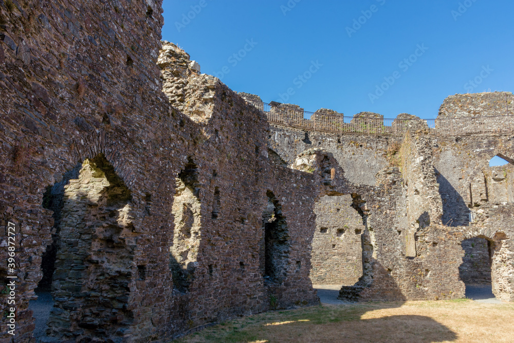 The interior of Restormel castle viewed from the courtyard