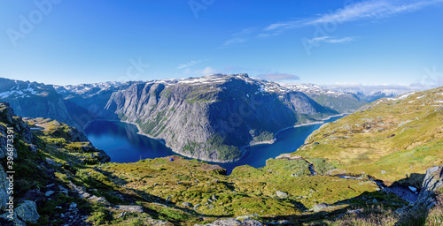 Admiring the view on a summer day in the Hardanger fjord National park, Norway © Nick Brundle