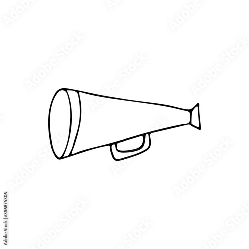 Doodle megaphone icon in vector. Hand drawn megaphone icon in vector. Doodle loadspeaker icon in vector.