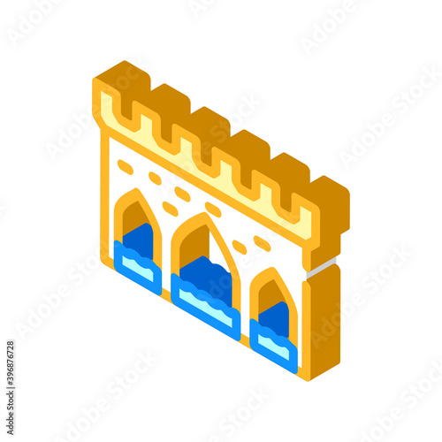 aqueduct antique construction isometric icon vector illustration