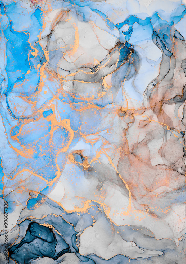 Fototapeta premium Alcohol ink art.Mixing liquid paints. Modern, abstract colorful background, wallpaper. Marble texture.Translucent colors