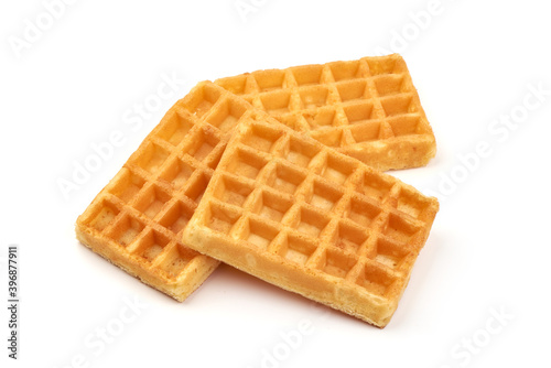 Belgian waffles, isolated on white background