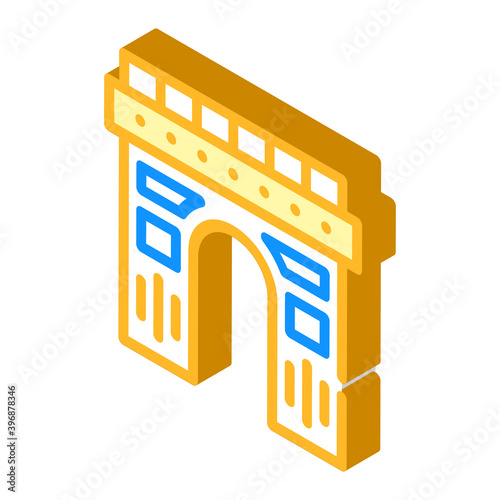 arch construction isometric icon vector illustration color