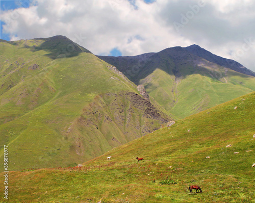 landscape with mountains and sky near The Mount Juta. East Caucasus. photo