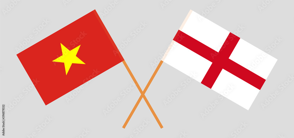 Crossed flags of Vietnam and England