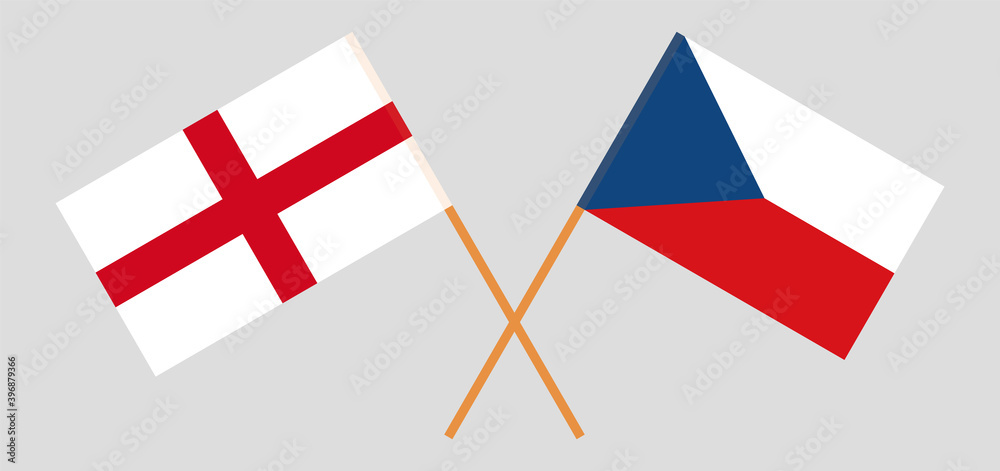 Crossed flags of Czech Republic and England