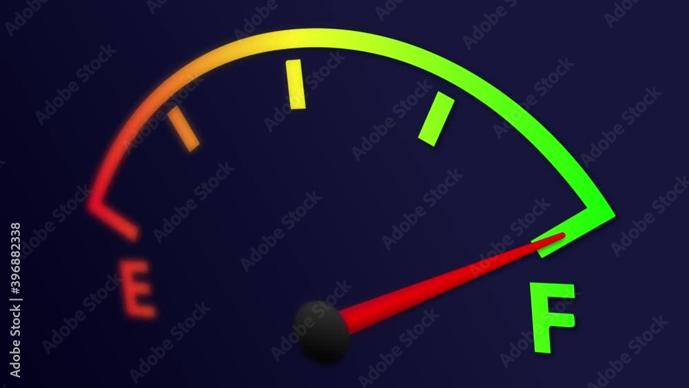 Car fuel gauge indicator animation. Concept of Measurement , capacity