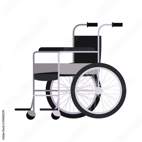 wheelchair with gray color on white background