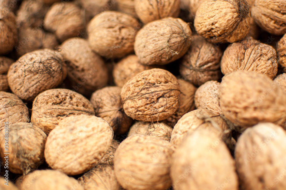Scattered pile of walnuts Scattered pile of walnuts