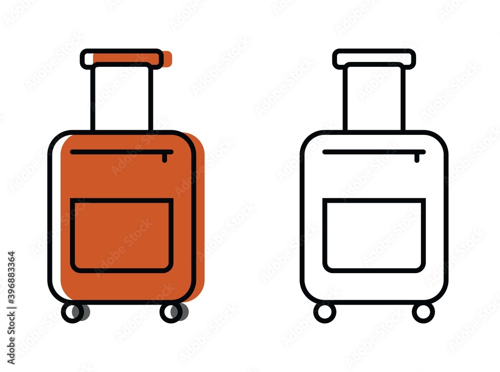 travel bag. attributes of a good trip. vector icons in flat style travel bag. attributes of a good trip. vector icons in flat style
