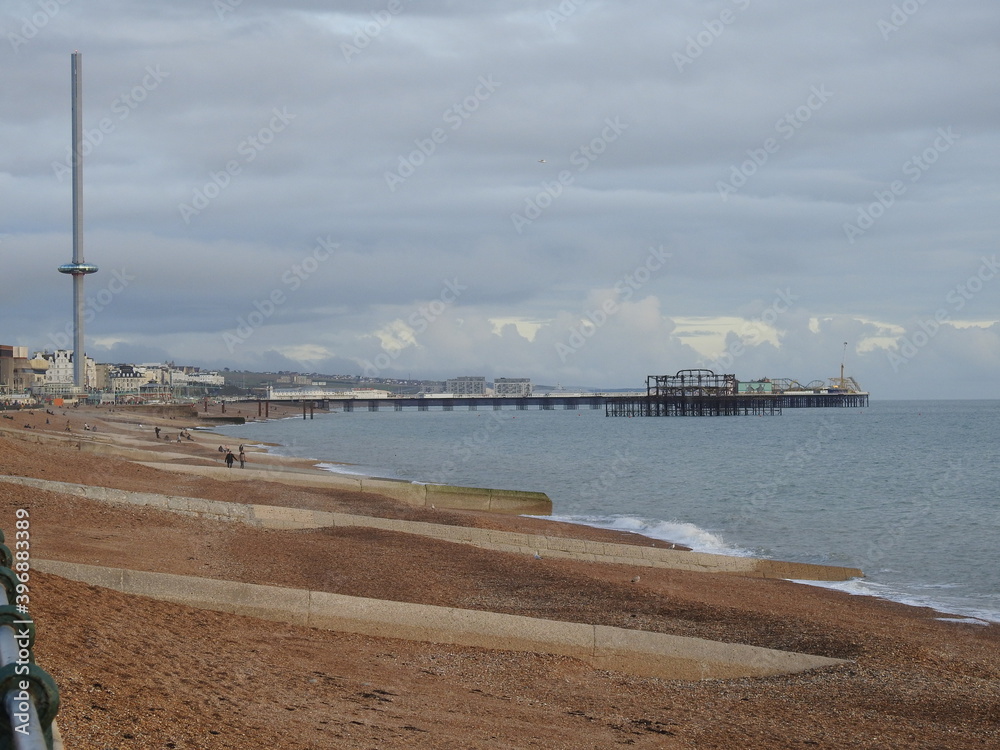 A view of the beaches, the observation tower and the pier