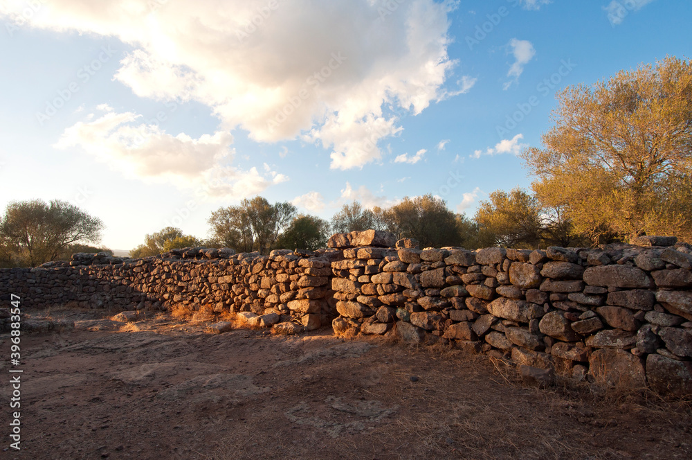 Ancient megalithic Serra Orrios Nuragic Village in Dorgali, Sardinia, Italy
