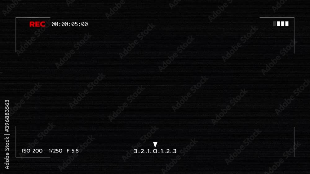 Camera viewfinder recording preview screen with function display, no signal or error animation, empty space for your copy background.