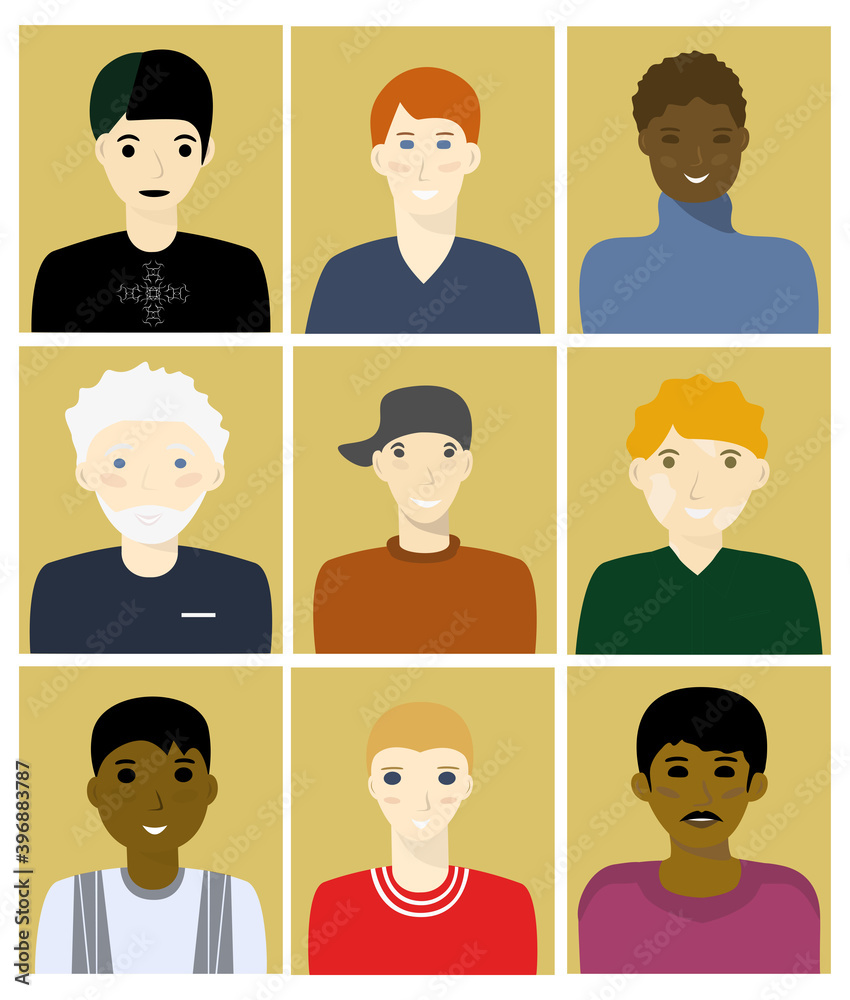 Man face avatar set.