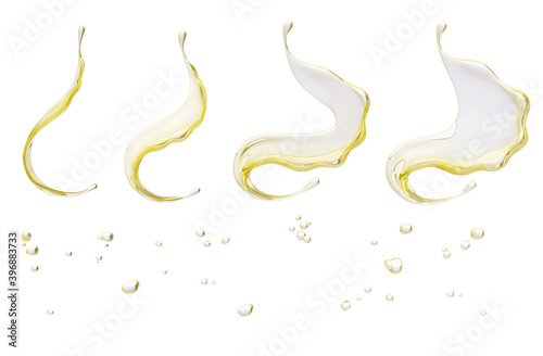 Splash of liquid, set of splashing creamy illustration, isolated 3d rendering