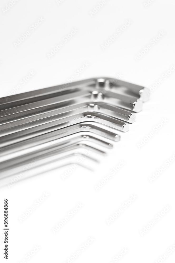 Hexagon kit tool or allen wrench set on white background Hexagon kit tool or allen wrench set on white background
