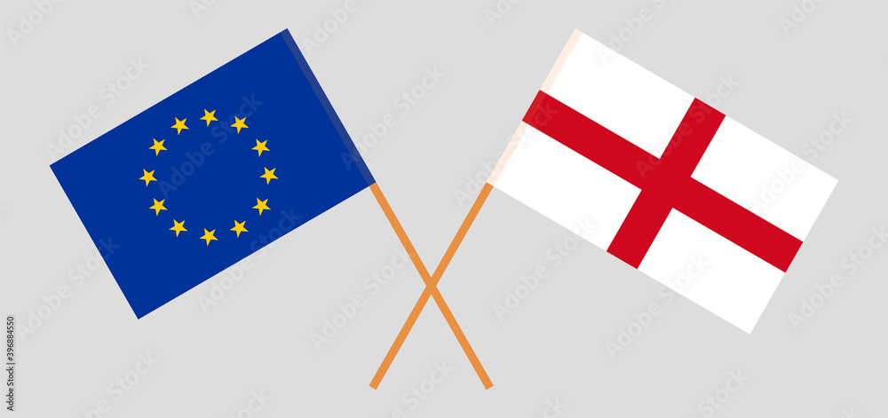 Crossed flags of the EU and England