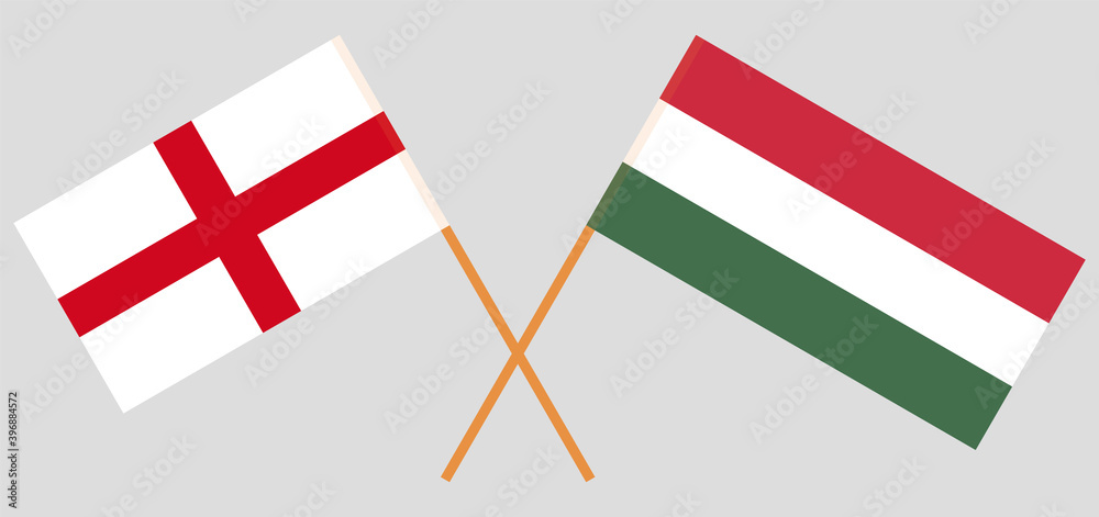 Crossed flags of England and Hungary