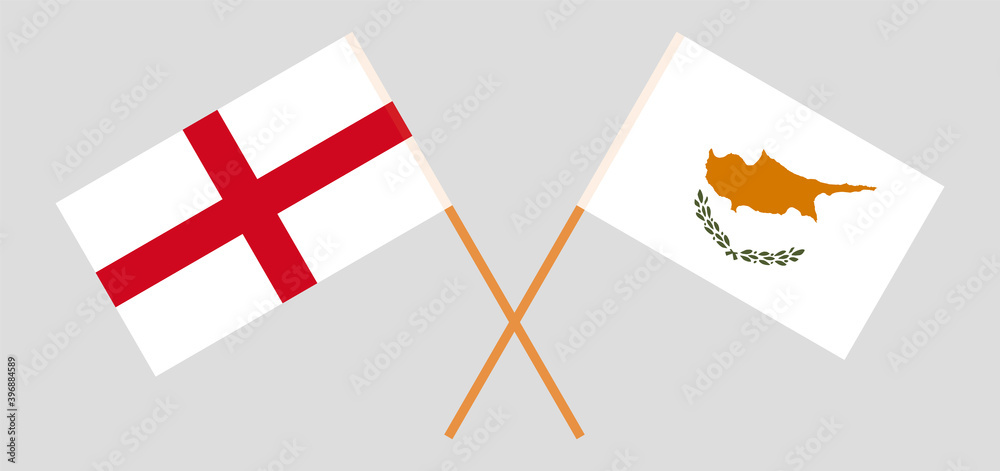 Crossed flags of England and Cyprus