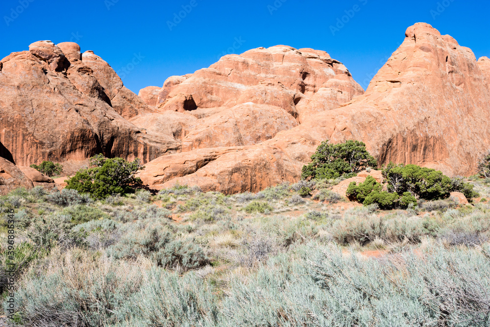 View from the Devils Garden trailhead in Arches National Park - Utah, USA