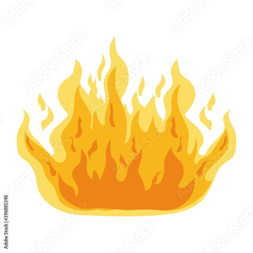 fire of orange and yellow color with a white background