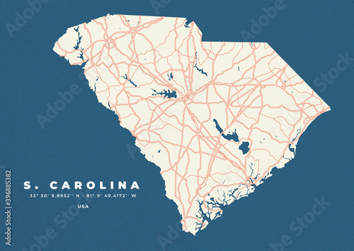 South Carolina Map Poster and Flyer