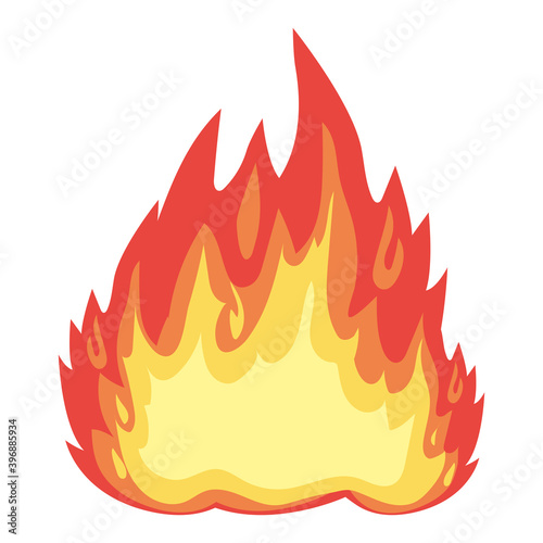 flame of orange, yellow and red color in a white background