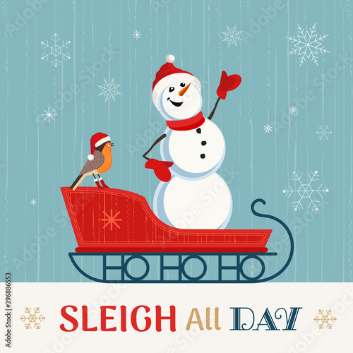 Sleigh all Day winter fun invitation vector poster