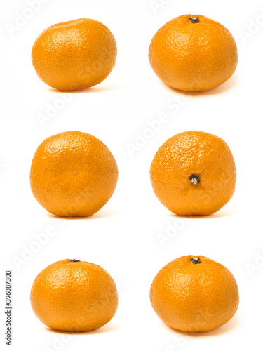 Collection of orange tangerine isolated on a white background.