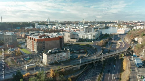 Aerial view of office & industrial urban district environment  photo