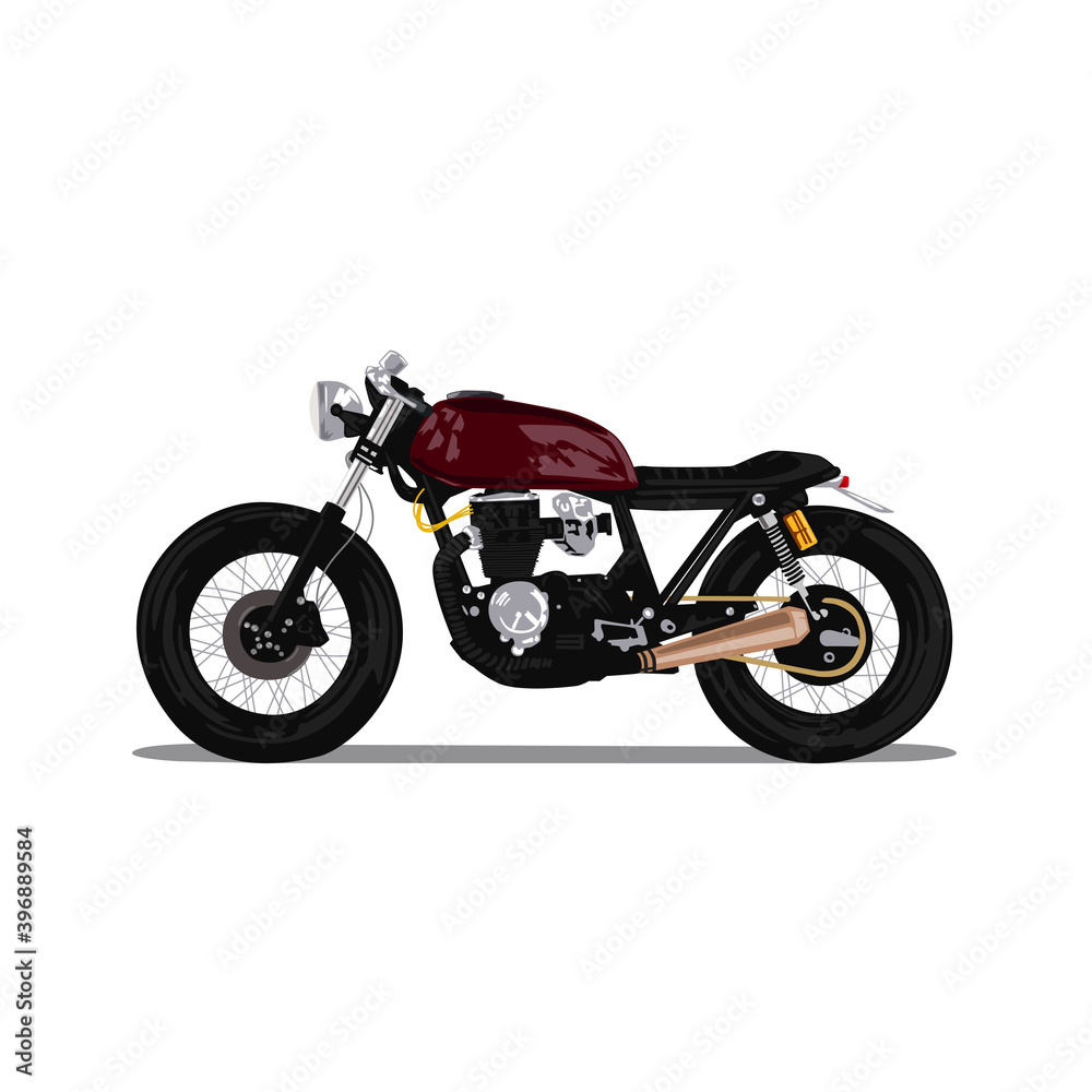 Motorcycle isolated on a white background.  There is a place for an inscription
