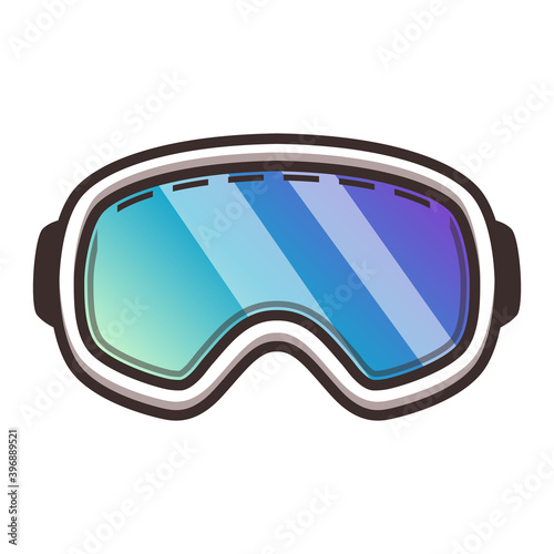 Mask for ski extreme sports in white with blue glass.