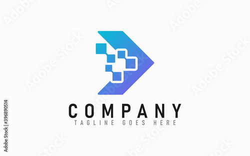 Modern Arrow Logo. Abstract Digital Blue Gradient Arrow Design. Flat Vector Logo Design Graphic Template.