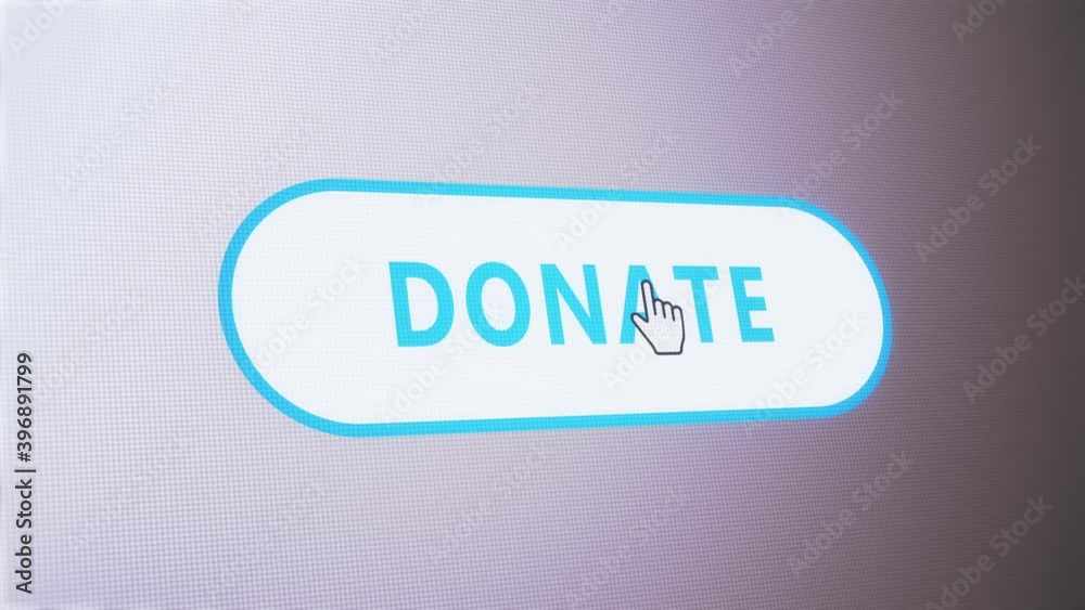 donate button pressed on computer screen by cursor pointer mouse.Concept of help,charity,support,funding,contribute and assist someone or something. donate button pressed on computer screen by cursor pointer mouse.Concept of help,charity,support,funding,contribute and assist someone or something.
