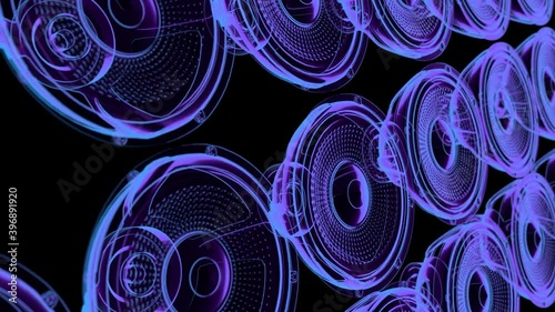 seamless vj musical motion loop - neon speakers. 3D render