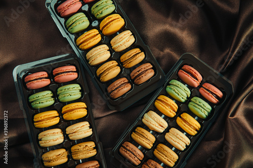 boxes with macarons in different colors