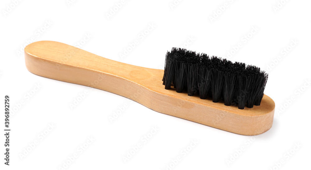 Shoe brush isolated on white. Footwear care item Shoe brush isolated on white. Footwear care item