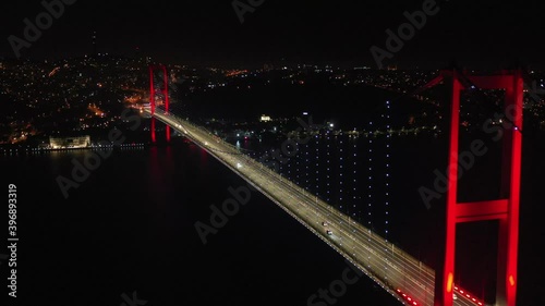 Aerial view of bosphorus bridge, Istanbul, Turkey. Connecting Asia to Europe. photo