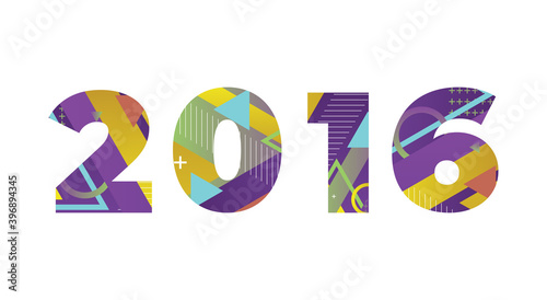2016 Concept Retro Colorful Word Art Illustration