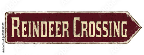 Reindeer crossing vintage rusty metal sign