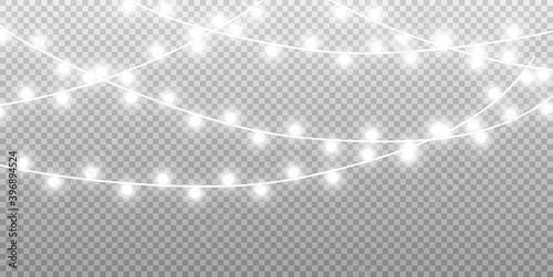 Christmas lights isolated realistic design elements Glowing lights for Xmas Holiday cards banners