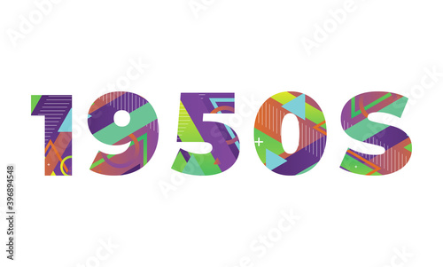 1950s Concept Retro Colorful Word Art Illustration