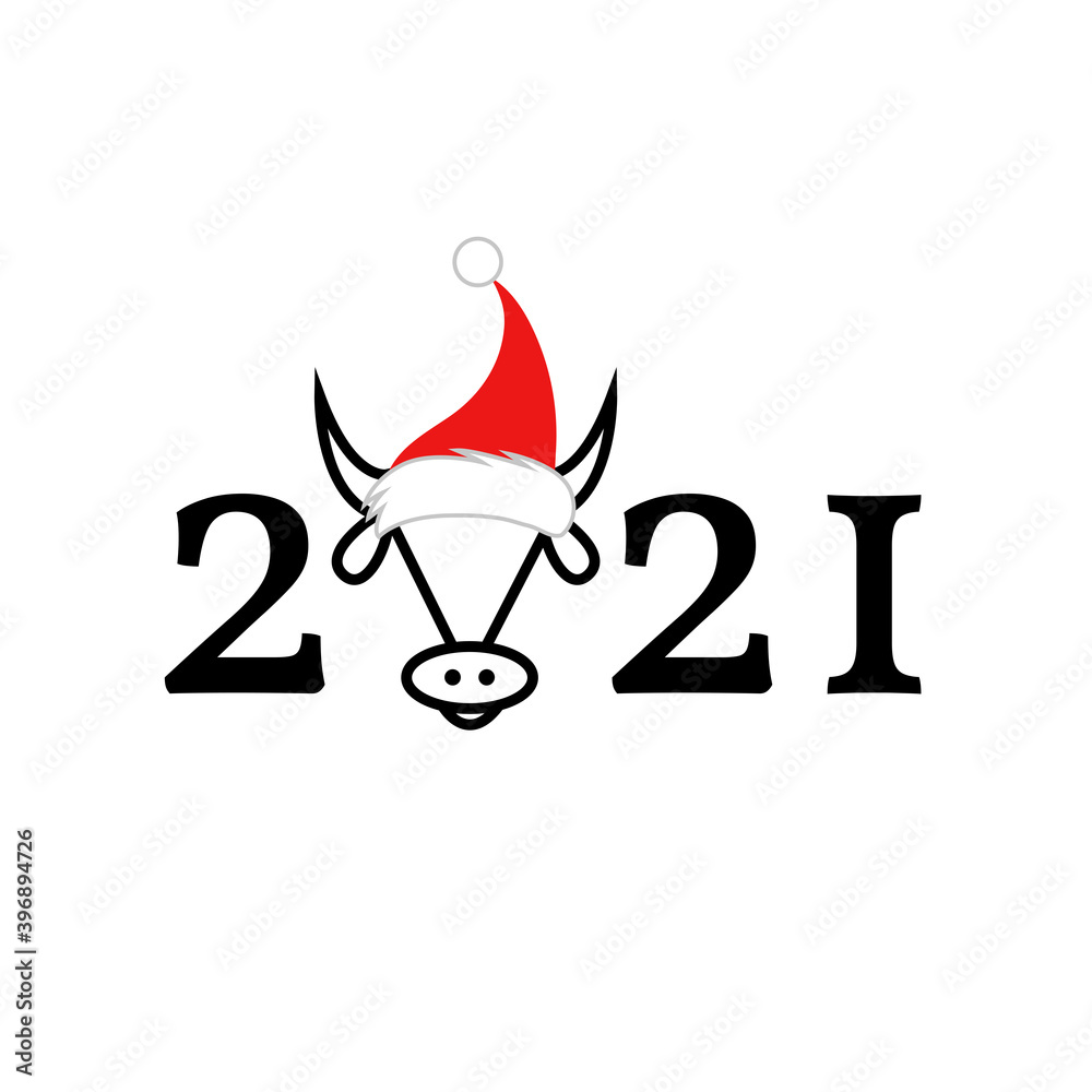 2021 with bull in christmas hat 2021 with bull in christmas hat