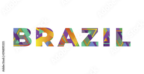 Brazil Concept Retro Colorful Word Art Illustration