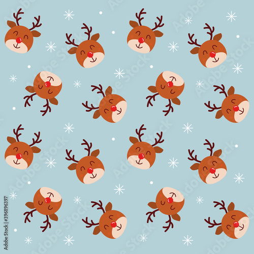 Cute cartoon pattern with christmas deer