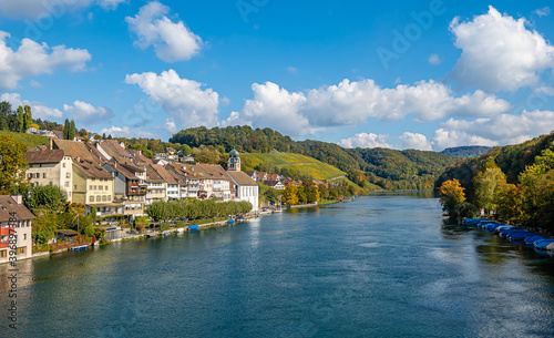 Swiss village of Eglisau at Rhine river