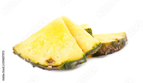 Slices of fresh pineapple isolated on white