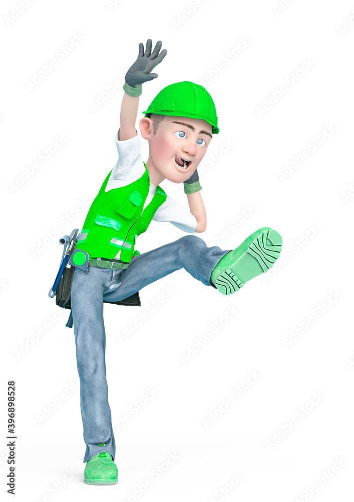 builder cartoon is dancing
