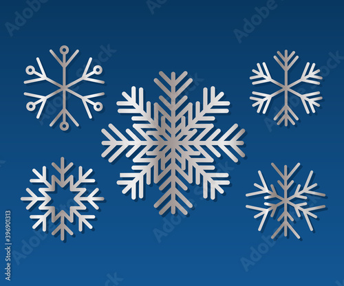 set of snowflakes of color light gray