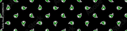 Punk rock flame vector seamless border. Simple alternative banner. Kids emo rocker cute hand drawn cartoon grungy tattoo with attitude motif. 